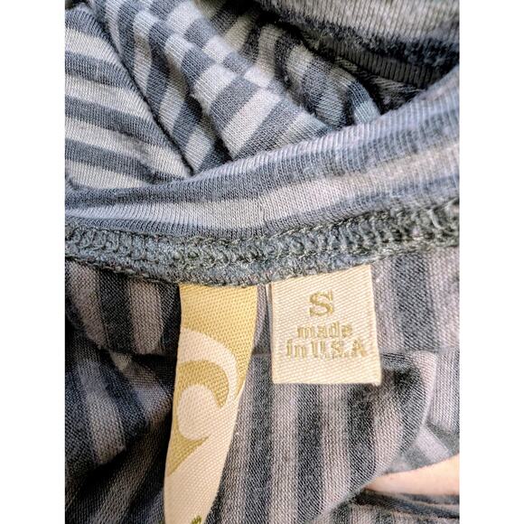 Comfy USA Gray Striped Oversized Modal Blend Tunic Top Size Small Made in USA - Picture 5 of 8